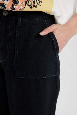 Стандартные габардиновые брюки с широкой талией и нормальной талией