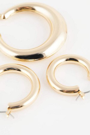 Женские золотые серьги-кольца из трех частей