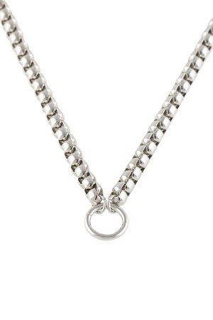 Женское серебряное ожерелье с толстой цепочкой и детальным кольцом