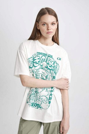 DEFACTO Футболка Cool Oversize с короткими рукавами и принтом