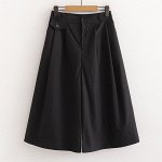 Женские брюки-кюлоты с высокой посадкой, черный