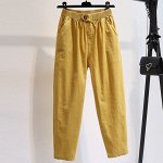 Женские прямые брюки с эластичным поясом, желтый