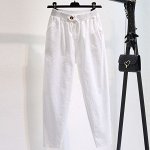 Женские прямые брюки с эластичным поясом, белый
