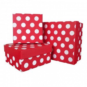 Набор коробок 3в1 квадрат Большие кружки Красный 9,5х9,5х6/11,5х11,5х6,3/13,2х13,2х7,6 см