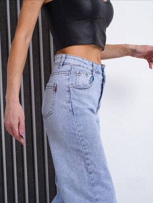 Женские джинсы палаццо с высокой посадкой баталы