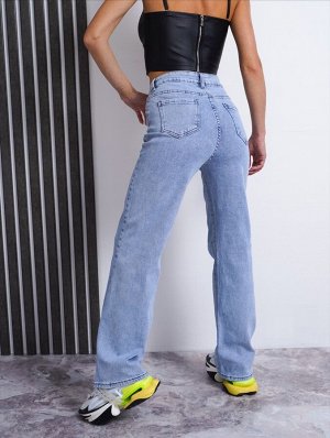 Женские джинсы палаццо с высокой посадкой баталы