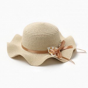 Шляпа для девочки "Милашка" MINAKU, р-р 54, цв.бежевый