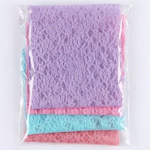 Ткань для рукоделия, гипюр, набор 4 шт: розовый, коралл, сиреневый, мятный, лоскут 50 x 50 см