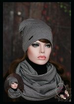 Трикотажный комплект (шапка+восьмёрка) «Моррис» (ч/бел)