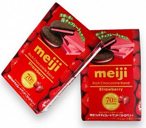 Печенье шоколадное с клубничной прослойкой Meigi, 32 гр.