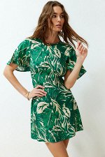 Зеленое тканое мини-платье