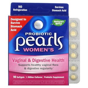 NATURE'S WAY Probiotic Pearls Women's, Vaginal & Digestive Health, Женский пробиотик, 90 мягких таблеток