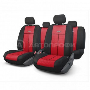 Автомобильные чехлы TT, полиэстер/сетка AIR MESH, 9 предметов, передний ряд, задний ряд, AIRBAG, черн./красный
