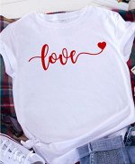Эластичная футболка с ярким принтом &quot;LOVE&quot;, ЭР6668-7