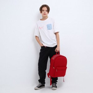Рюкзак школьный текстильный с печатью на верхней части SORRY, 38x29x11 см, бордовый
