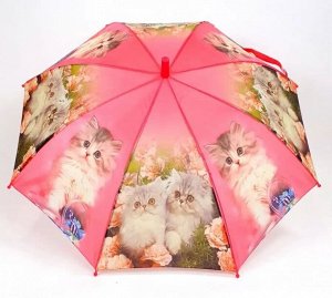 Зонт детский трость полуавтомат Котята цвет Розовый (DINIYA)