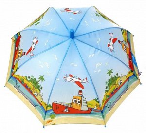 Зонт детский трость полуавтомат Транспорт цвет Голубой меланж (DINIYA)