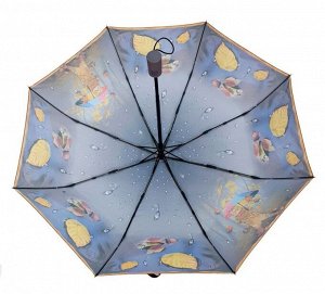 Зонт подростковый ПОЛУавтомат Осень(кот) цвет Серый меланж (DINIYA)