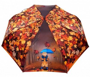 Зонт подростковый ПОЛУавтомат Осень(кот) цвет Коричневый (DINIYA)