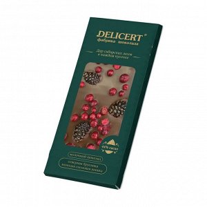 Таёжный шоколад Шишка сосновая и Брусника. Молочный 44% DELICERT, 75 г