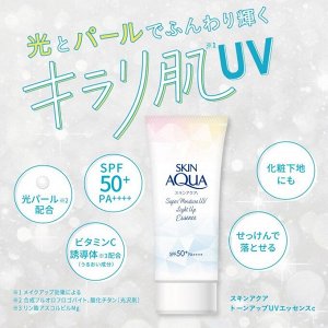 SKIN AQUA Super Moisture UV Light Up Essence - увлажняющая солнцезащитная эссенция для сияющей кожи