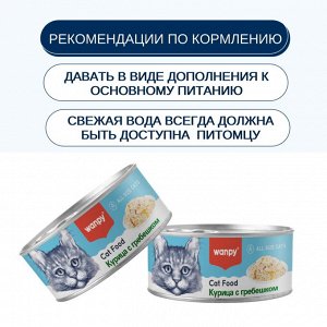 Wanpy Cat Консервы для кошек "Курица с гребешком" 95 г