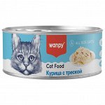 Wanpy Cat Консервы для кошек &quot;Курица с треской&quot; 95 г