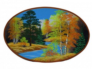 Картина с рисунком из камня осень "овал" 46,5*30,5см, 890г.