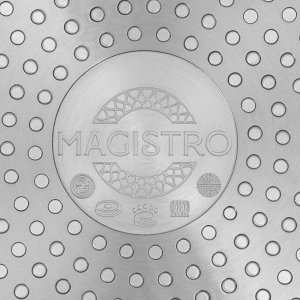 Сковорода Magistro Rock Stone, d=24 см, h=4.5 см, кованый алюминий, антипригарное покрытие, индукция, чёрная
