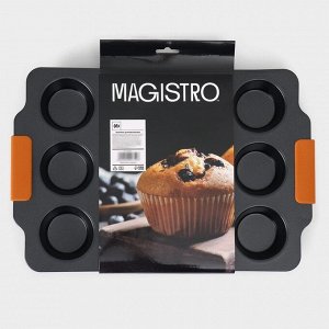 Форма для выпечки Magistro «French Bakery. Круг», 39x26.3x3.4 см, 12 ячеек, антипригарное покрытие