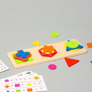Развивающая игра "Геометрические фигуры по карточкам" 10х30х1 см