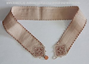 Льняная туника с вышивкой | бежевая 91-15