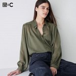 Женская тонкая блузка, оливковый