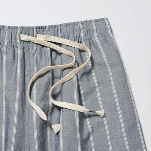 Женские штаны из смесового льна, голубой