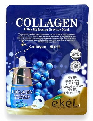 Маска тканевая для лица Ekēl UH Essence Mask Collagen с коллагеном, пакет 25мл, 1/10/600