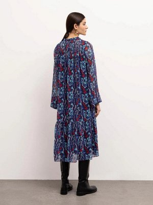 Платье с цветочным принтом  цвет: Синий PL1368/derian