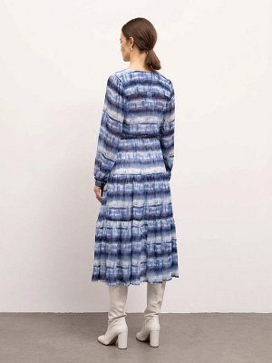 Платье с абстрактым принтом  цвет: Синий PL1334/myodes