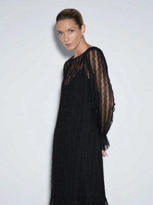 Платье а-силуэта  цвет: Черный PL1508/lace