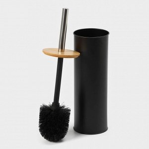 Ёршик для унитаза с подставкой SAVANNA BAMBOO, 9.5x38 см, чёрный