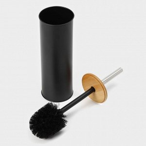 Ёршик для унитаза с подставкой SAVANNA BAMBOO, 9.5x38 см, чёрный