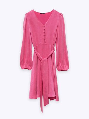 Платье с поясом  цвет: Розовый PL1231/pembe