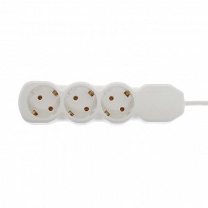 Удлинитель Luazon Lighting ECO 3 розетки, 10 м, 10 А, 2200 Вт, ПВС 3х0.75 мм2, с з/к, белый