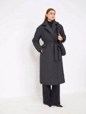 EMKA Куртка с поясом  цвет: Черный N058/lotong