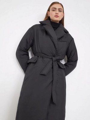 EMKA Куртка с поясом  цвет: Черный N058/lotong