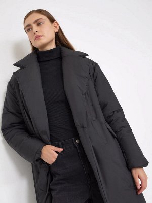 Куртка с поясом  цвет: Черный N058/lotong