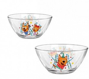 Набор посуды "Три кота", Цветы (3 предмета, подарочная упаковка), стекло