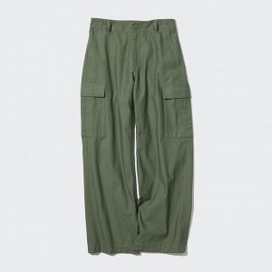 Широкие прямые брюки-карго (длина 70-72 см.), зеленый