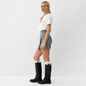 Юбка женская на, запах, MINAKU: Casual Collection цвет клетка серая.