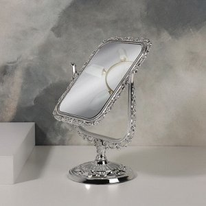 Клик Мебель Зеркало настольное, двустороннее, с увеличением, зеркальная поверхность 9,5 ? 12,5 см, цвет серебристый