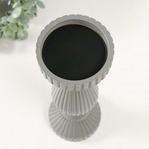 Деревянный подсвечник на 1 свечу «Гофре», серый, 9.7x9.7x27 см